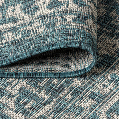 JONATHAN Y Boho Medallion Indoor Outdoor Area Rug 6X9 Teal/Gray, Malta Textured Weave for Backyard, Patio, Porch, Easy-Cleaning, High Traffic, Pet-Friendly, Non-Shedding (SMB104B-6)