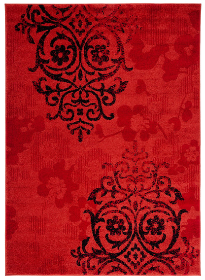 SAFAVIEH Adirondack Collection Accent Rug - 4'5" x 6'5", Red & Black, Floral Glam Distressed Design, Non-Shedding & Easy Care, Ideal for High Traffic Areas in Foyer, Living Room, Bedroom (ADR114P)