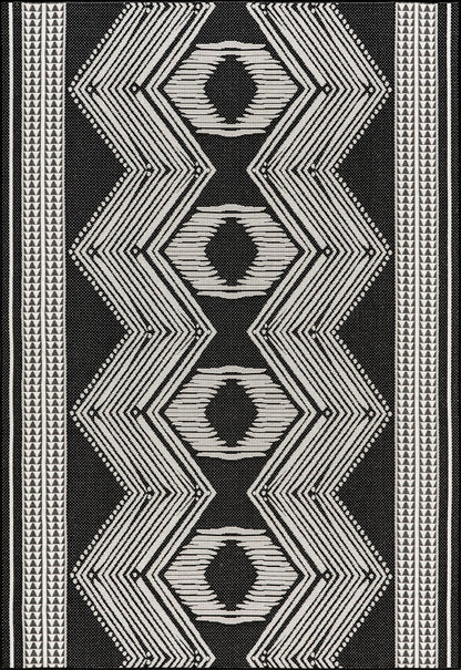 Nuloom Ranya Black/Ivory, 8' x 10', Tribal Geometric, Soft and Cozy, High Traffic, Stain Resistant, Easy Clean, Durable Area Rug for Indoor/Outdoor Patio, Deck, Porch, Garden, Courtyard