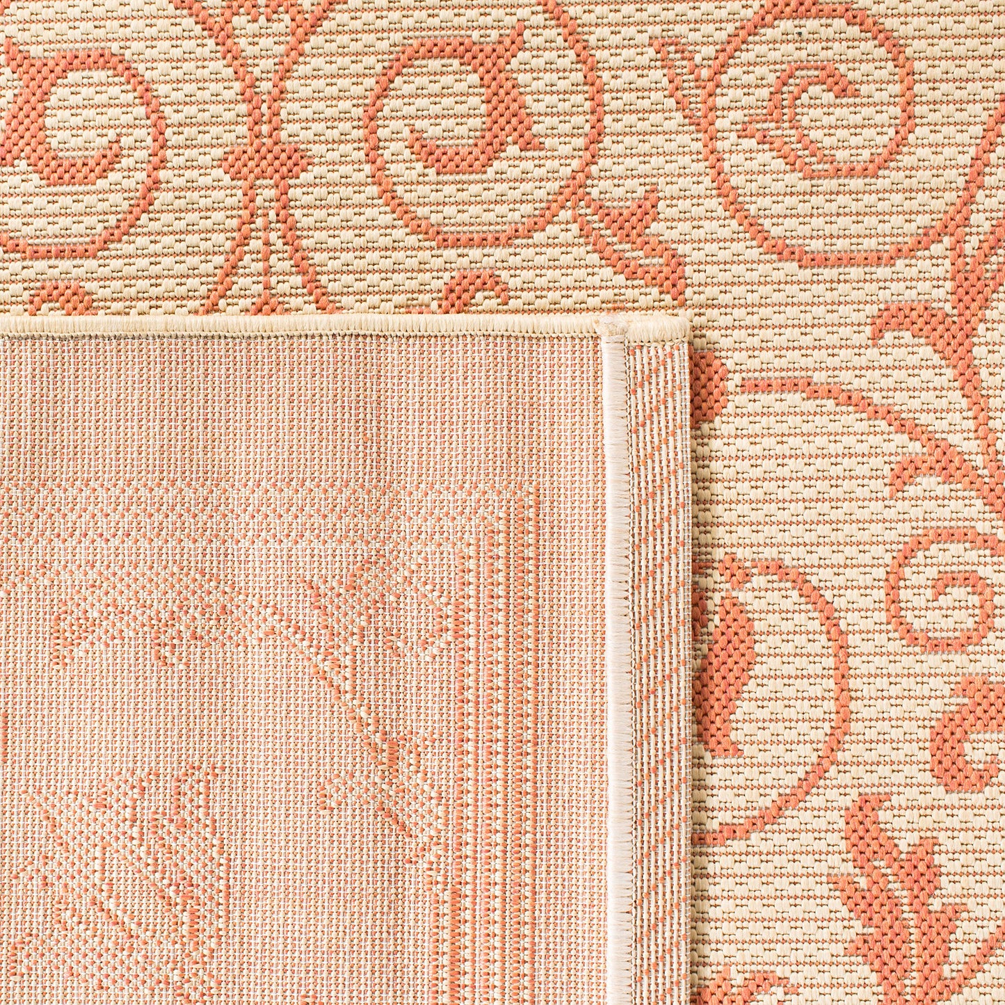 SAFAVIEH Washable Rug Outdoor Courtyard Collection - 5'3" x 7'7", Natural & Terracotta, Non-Shedding & Easy Cleaning, Ideal for Patio, Backyard, Mudroom (CY2098-3201)