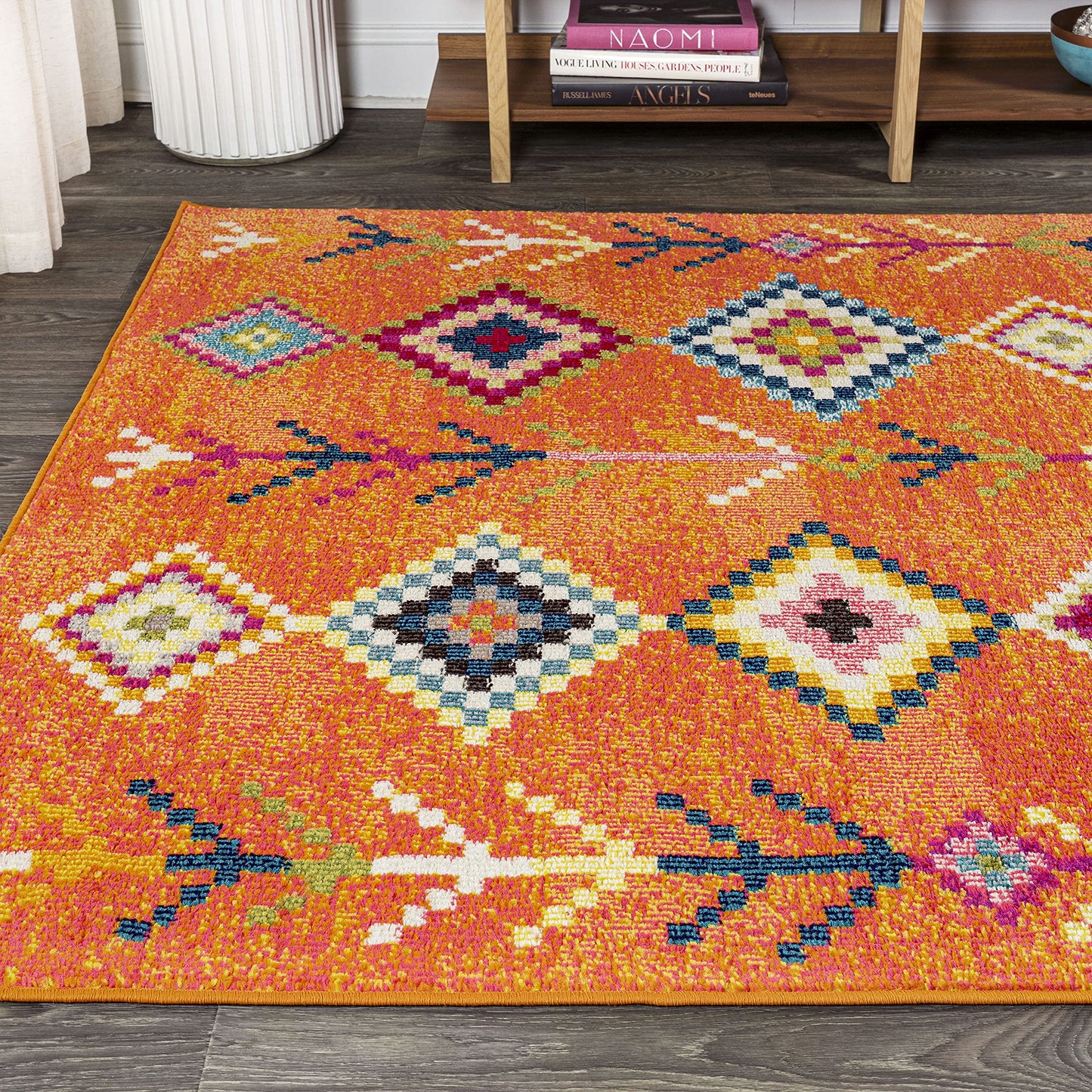 JONATHAN Y Tribal Love Geometric Orange/Multi Indoor Area Rug, 4x6, Bohemian, Casual, Easy-Cleaning for Living Room, Bedroom, Kitchen, Pet Friendly, Non-Shedding (MOH105C-4)
