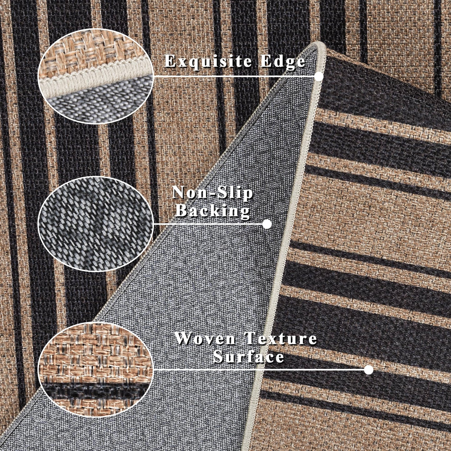Striped Easy Jute Rug 6x9 Outdoor Rug Large Washable Rugs for Living Room Bedroom Non Slip Neutral Farmhouse Indoor Outdoor Carpet for Backyard Patio Office
