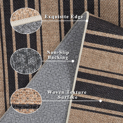 Striped Easy Jute Rug 6x9 Outdoor Rug Large Washable Rugs for Living Room Bedroom Non Slip Neutral Farmhouse Indoor Outdoor Carpet for Backyard Patio Office
