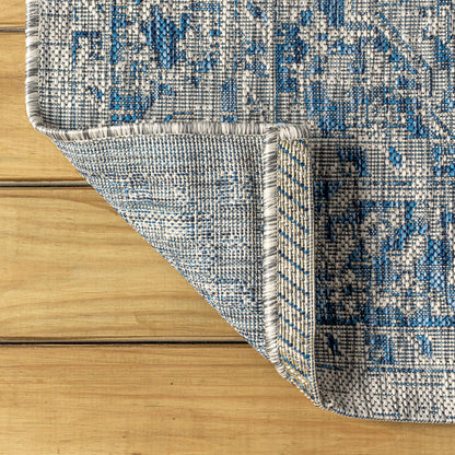 JONATHAN Y Boho Medallion Indoor Outdoor Area Rug 8X10 Gray/Navy, Rozetta Textured Weave for Backyard, Patio, Porch, Easy-Cleaning, High Traffic, Pet-Friendly, Non-Shedding (SMB102B-8)