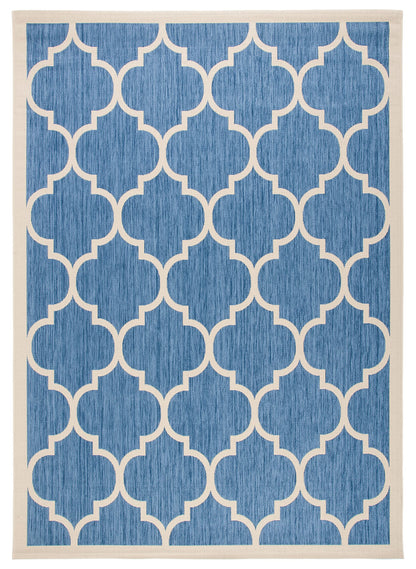 SAFAVIEH Washable Rug Outdoor Courtyard Collection - 9' x 12', Blue & Beige, Non-Shedding & Easy Cleaning, Ideal for Patio, Backyard, Mudroom (CY6914-243)