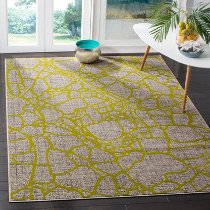 SAFAVIEH Porcello Collection Area Rug - 8'2" x 11', Light Grey & Green, Modern Abstract Design, Non-Shedding & Easy Care, Ideal for High Traffic Areas in Living Room, Bedroom (PRL7737G)