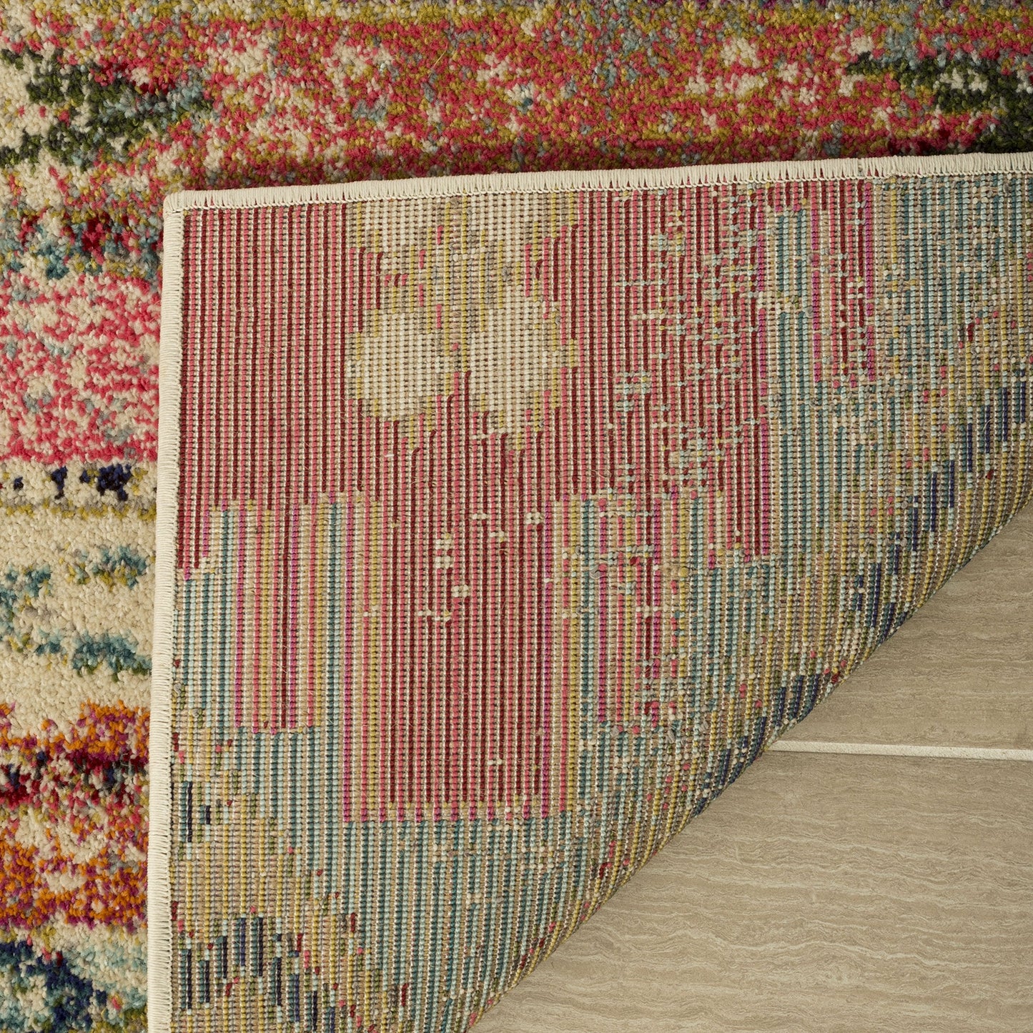 SAFAVIEH Monaco Collection Area Rug - 5' Square, Multi, Boho Chic Tribal Distressed Design, Non-Shedding & Easy Care, Ideal for High Traffic Areas in Living Room, Bedroom (MNC222F)