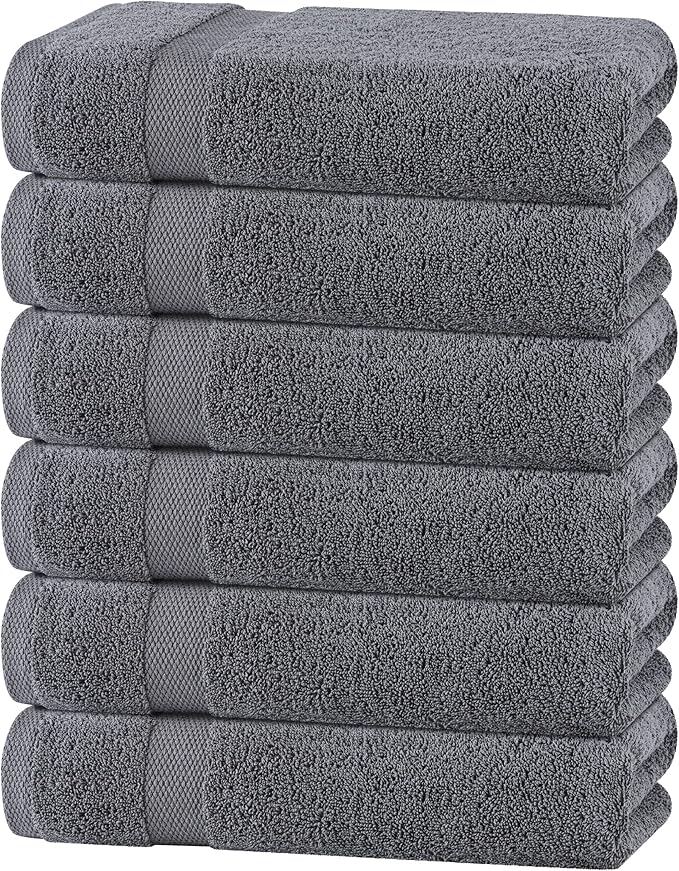 White Classic Wealuxe Grey Towels
