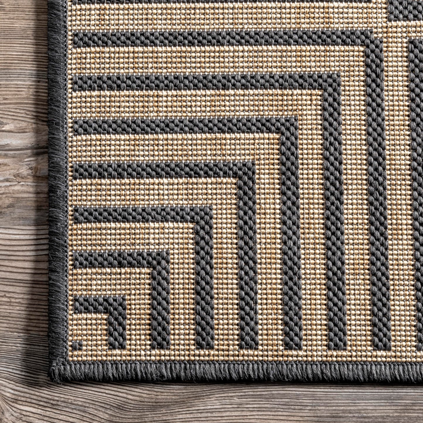 Nuloom Asha Dark Grey/Ivory, 2' x 3', Casual, Striped Border, Soft and Cozy, High Traffic, Stain Resistant, Easy Clean, Durable Area Rug for Indoor/Outdoor Patio, Deck, Porch, Garden, Courtyard