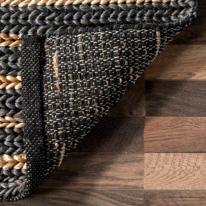 Rugs USA Liess Black/Natural, 9'6" x 13'6", Handmade, Geometric, Jute & Cotton, Soft and Textured, High Traffic, Stain Resistant, Easy Clean, Durable Area Rug for Bedroom, Living Room, Dining, Foyer