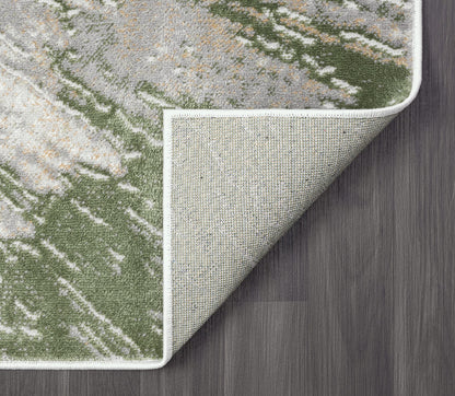 Abani Atlas 4'x6' Green/Grey Area Rug, Abstract Splash - Durable Non-Shedding - Easy to Clean
