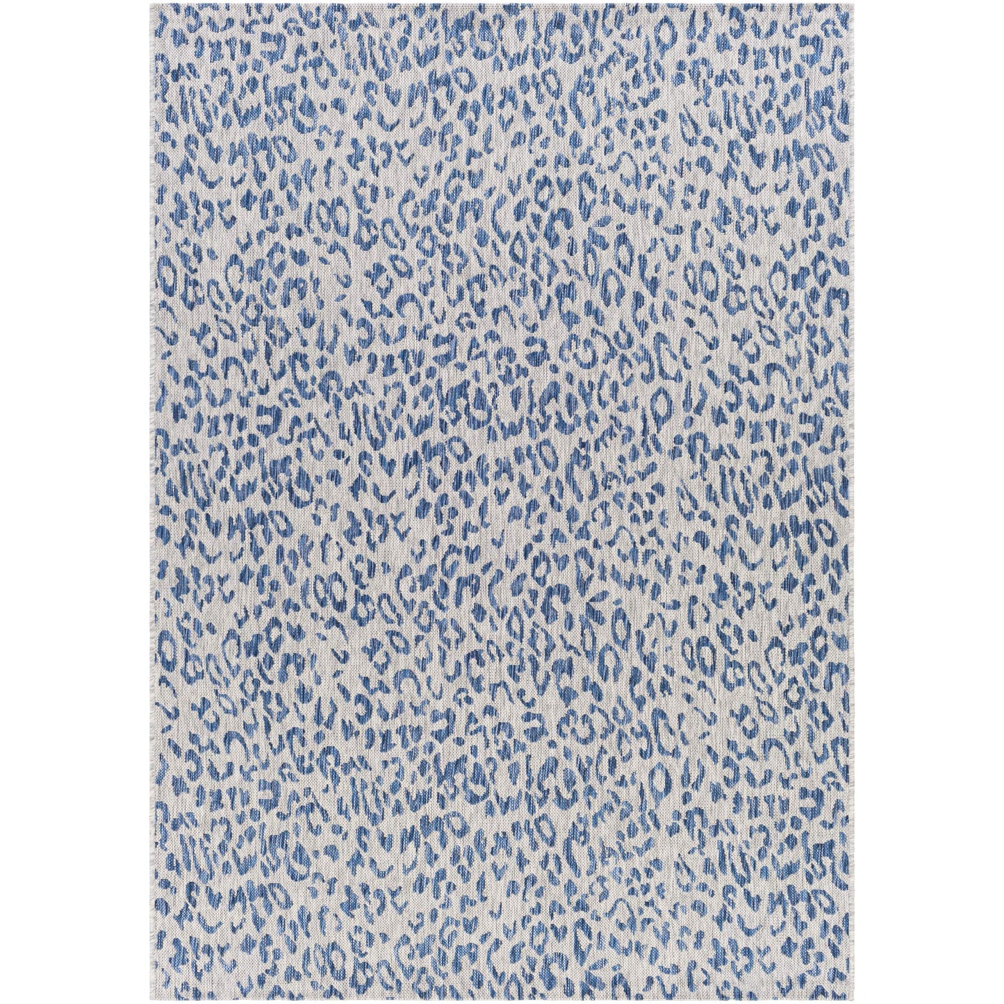 Livabliss Esperanza Leopard Outdoor Area Rug,5'3" x 7'7",Bright Blue/Ivory