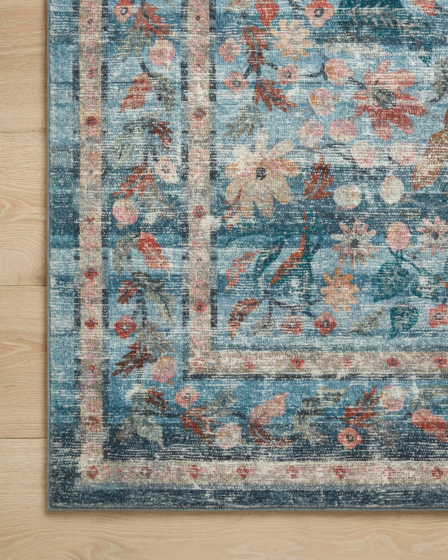 Loloi Rifle Paper Co. Courtyard Collection COU-03 Blue/Multi 7'-6" x 9'-6" Area Rug feat. CloudPile