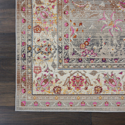 Nourison Home Vintage Kashan Vintage Grey 4' x 6' Area Rug, Easy Cleaning, Non Shedding, Bed Room, Living Room, Dining Room, Kitchen (4x6)