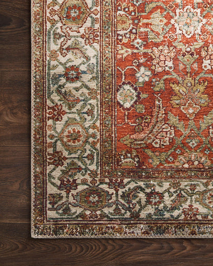 Loloi Layla Collection LAY-05 Ocean/Multi 7'-6" x 9'-6" .13" Thick Area Rug, Soft, Durable, Vintage Inspired, Distressed, Low Pile, Non-Shedding, Easy Clean, Printed, Living Room Rug