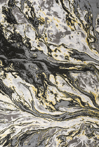 JONATHAN Y Swirl Marbled Black/Yellow Indoor Area Rug 3X5 ft, Abstract for Living Room, Bedroom, Kitchen, Office, Easy-Cleaning, High Traffic, Pet-Friendly, Non-Shedding SOR203D-3