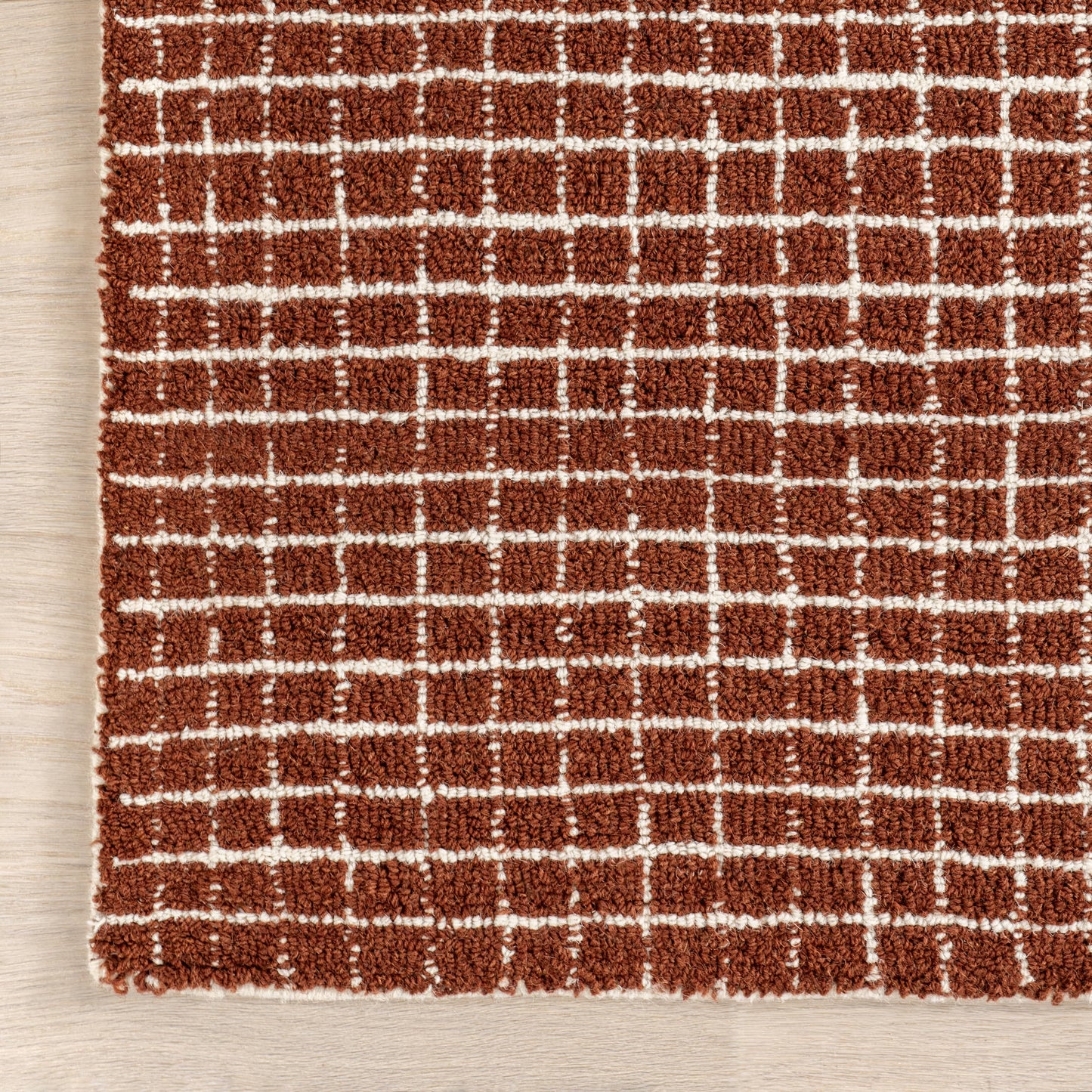 Rugs USA Melrose Chestnut/Ivory, 3' x 5', Handmade, Checked, Wool, Soft and Cozy, High Traffic, Stain Resistant, Easy Clean, Durable Area Rug for Bedroom, Living Room, Dining, Den, Entryway