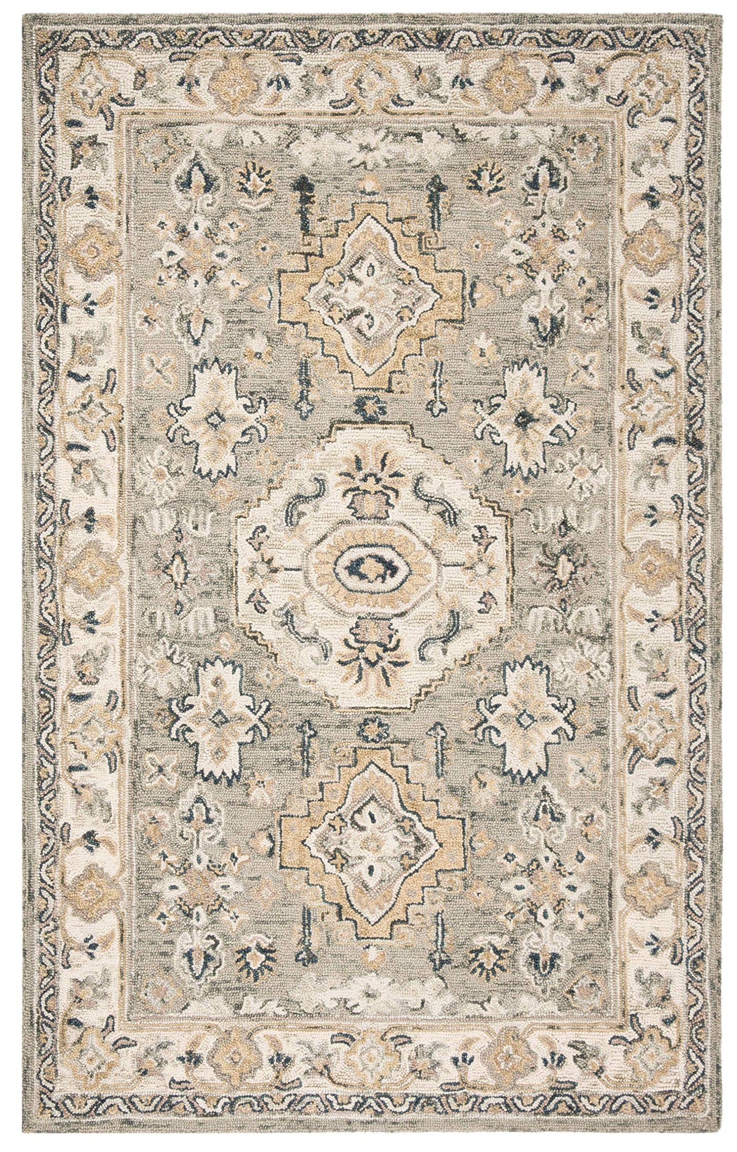 SAFAVIEH Aspen Collection 4' x 6' Moss/Ivory APN601W Handmade Traditional Wool Area Rug