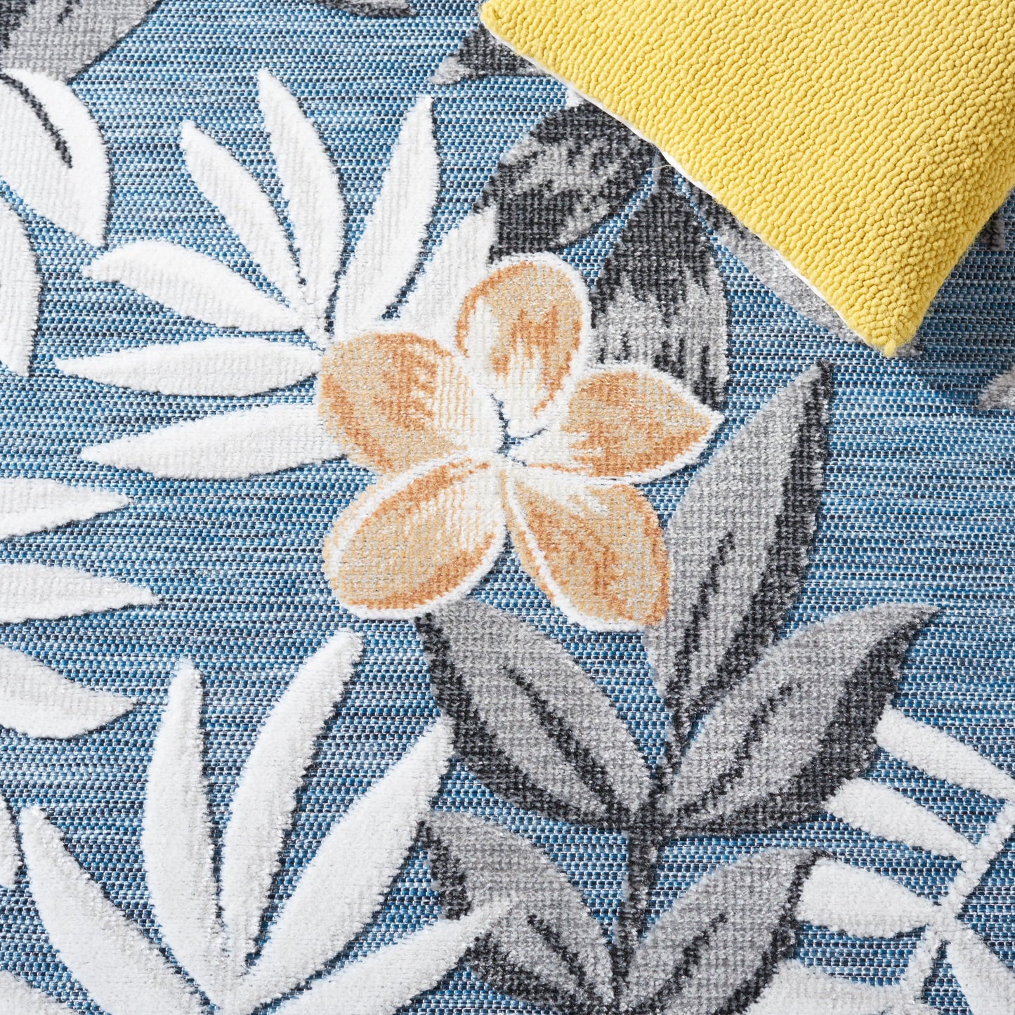 SAFAVIEH Washable Rug Outdoor Cabana Collection - 8' x 10', Blue & Grey, Non-Shedding & Easy to Clean, Ideal for Patio, Backyard, Mudroom (CBN405M)