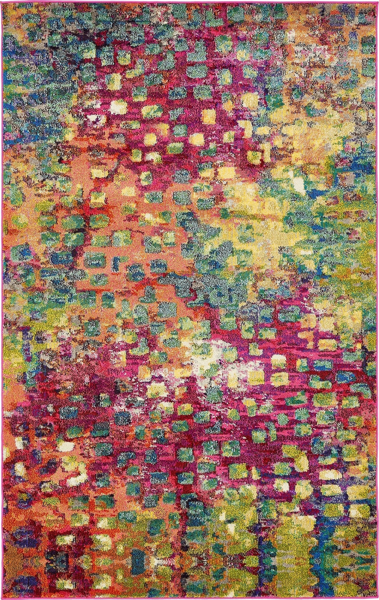 Unique Loom Jardin Collection Colorful, Vibrant, Abstract, Modern Area Rug (5' 0 x 8' 0 Rectangular, Multi/ Blue)