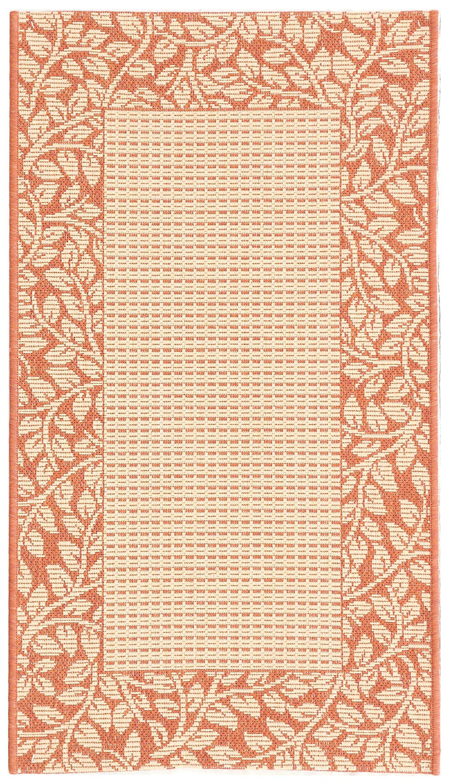 SAFAVIEH Washable Rug Outdoor Courtyard Collection - 2'7" x 5', Natural & Terracotta, Non-Shedding & Easy Cleaning, Ideal for Patio, Backyard, Mudroom (CY0727-3201)