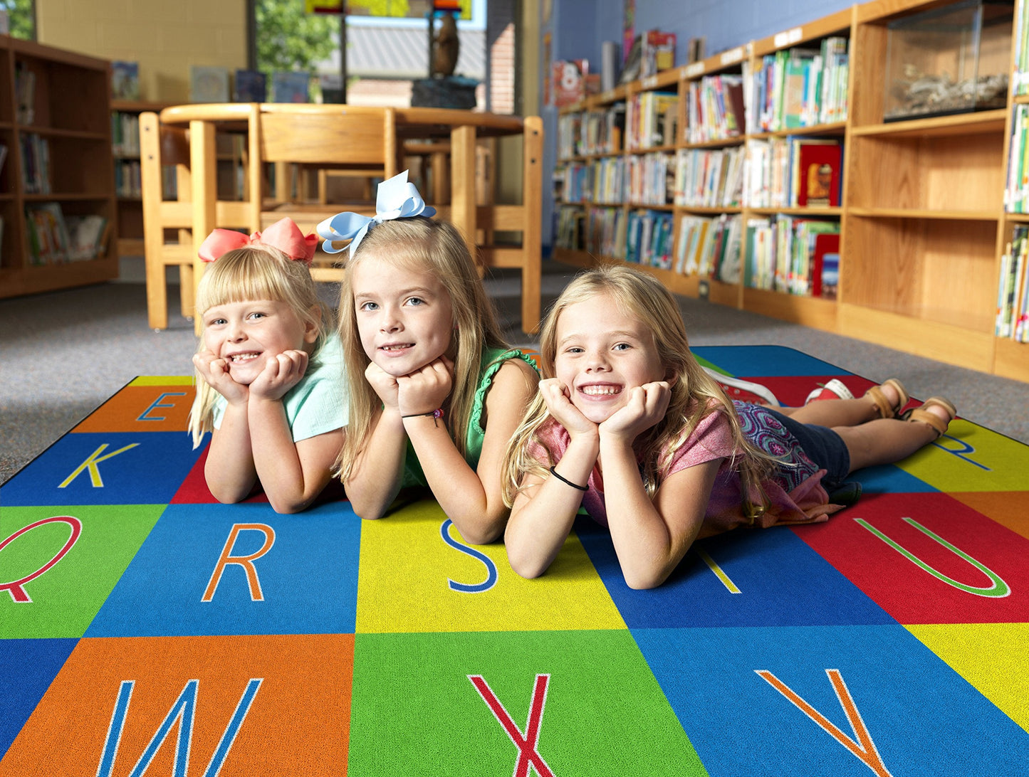 Flagship Carpets Alphabet Seating Multicolor Rug for Home Learning Area or Classroom Mat, Kids Room or Playroom Carpet, 7'6" x 12', Rectangle