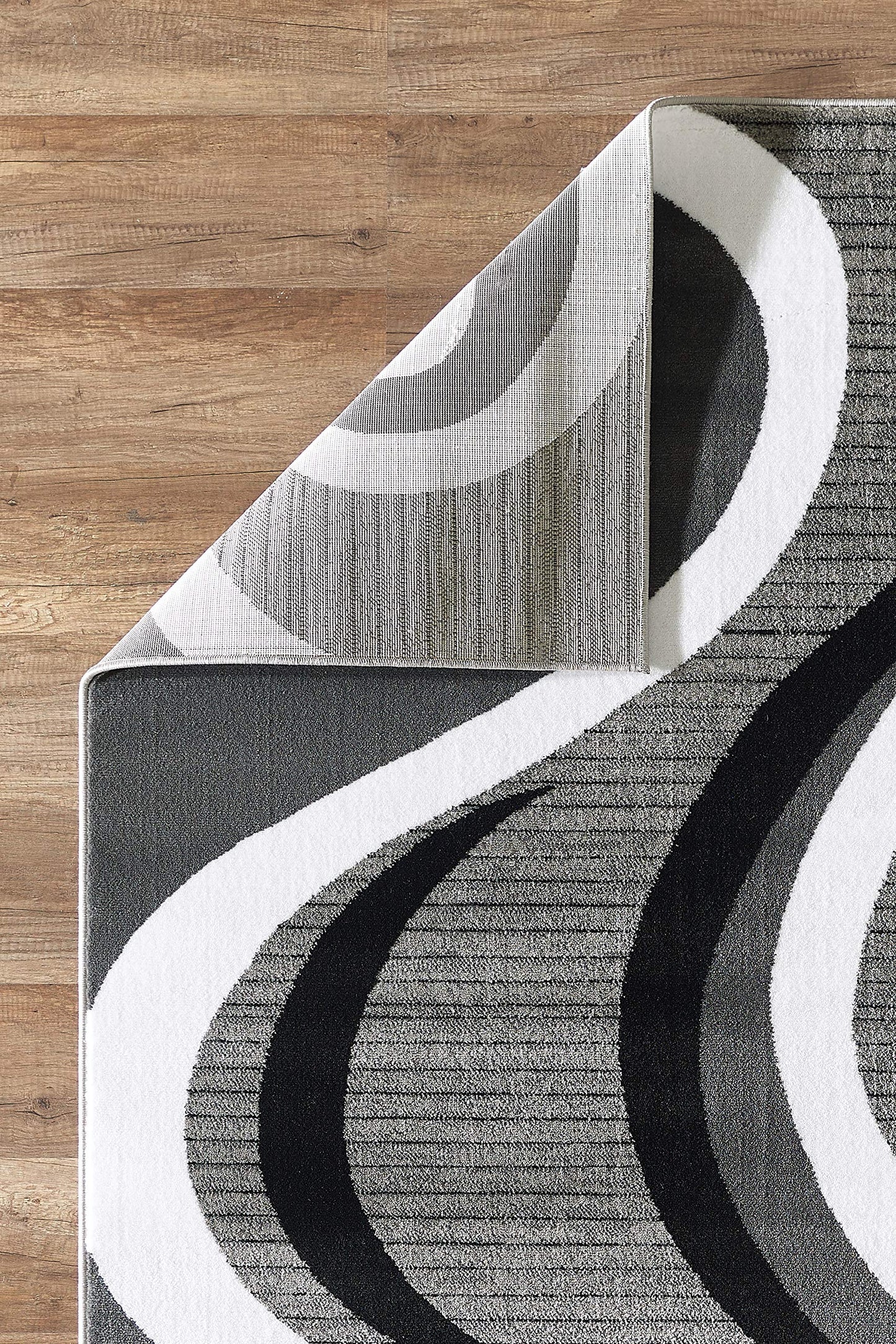 GLORY RUGS Modern Area Rug 5x7 Black Gray Modern Carpet Bedroom Living Room Contemporary Dining Accent Sevilla Collection 4817A (Grey Black)