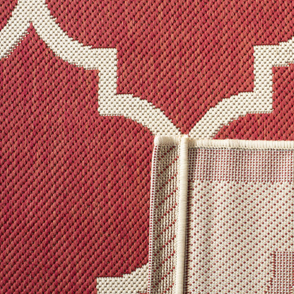 SAFAVIEH Washable Rug Outdoor Courtyard Collection - 6'7" x 9'6", Red & Bone, Non-Shedding & Easy Cleaning, Ideal for Patio, Backyard, Mudroom (CY6914-248)