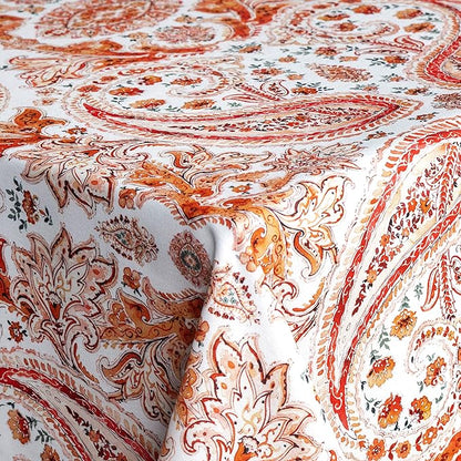 Maison d' Hermine Table Cloth Rectangle Table 100% Cotton 60 x 120 Inches Fall Tablecloth Reusable Everyday Use for Thanksgiving Christmas Decorations Dining Farmhouse Party (Orient)