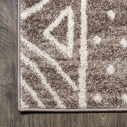JONATHAN Y Amanar Tribal Geometric Brown/Ivory Runner Rug, 2x8, Bohemian, Vintage, Easy-Cleaning for Living Room, Bedroom, Kitchen, Pet Friendly, Non-Shedding (MOH503A-28)