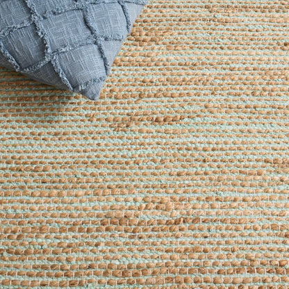 SAFAVIEH Area Rug 4x6 - Cape Cod Collection - Turquoise & Natural, Handmade Jute & Cotton, Ideal for Living Room, Bedroom, Dining Space (CAP236K)