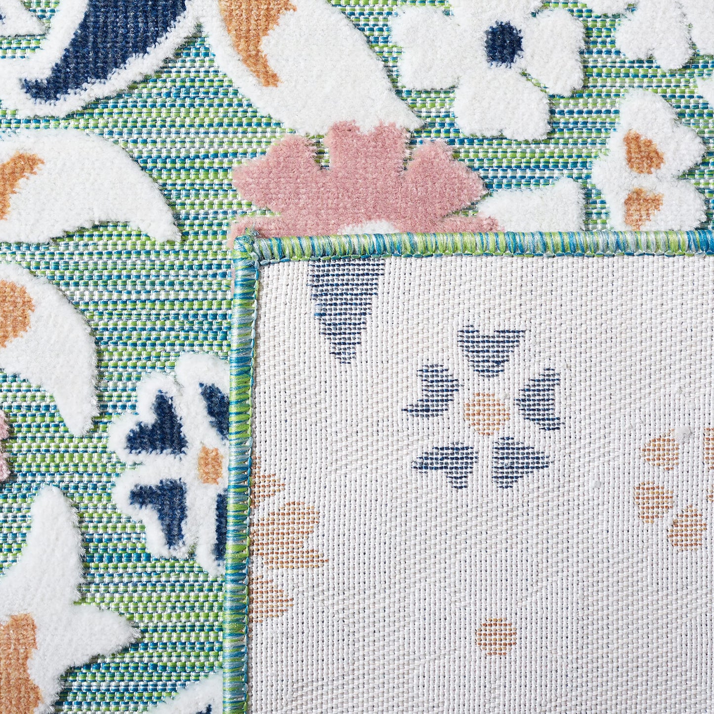 SAFAVIEH Washable Rug Outdoor Cabana Collection - 2'7" x 5', Green & Navy, Non-Shedding & Easy to Clean, Ideal for Patio, Backyard, Mudroom (CBN485N)