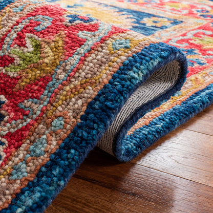 SAFAVIEH Aspen Collection Accent Rug - 2' x 3', Red & Blue, Handmade Boho Wool, Ideal for High Traffic Areas in Entryway, Living Room, Bedroom (APN523Q)