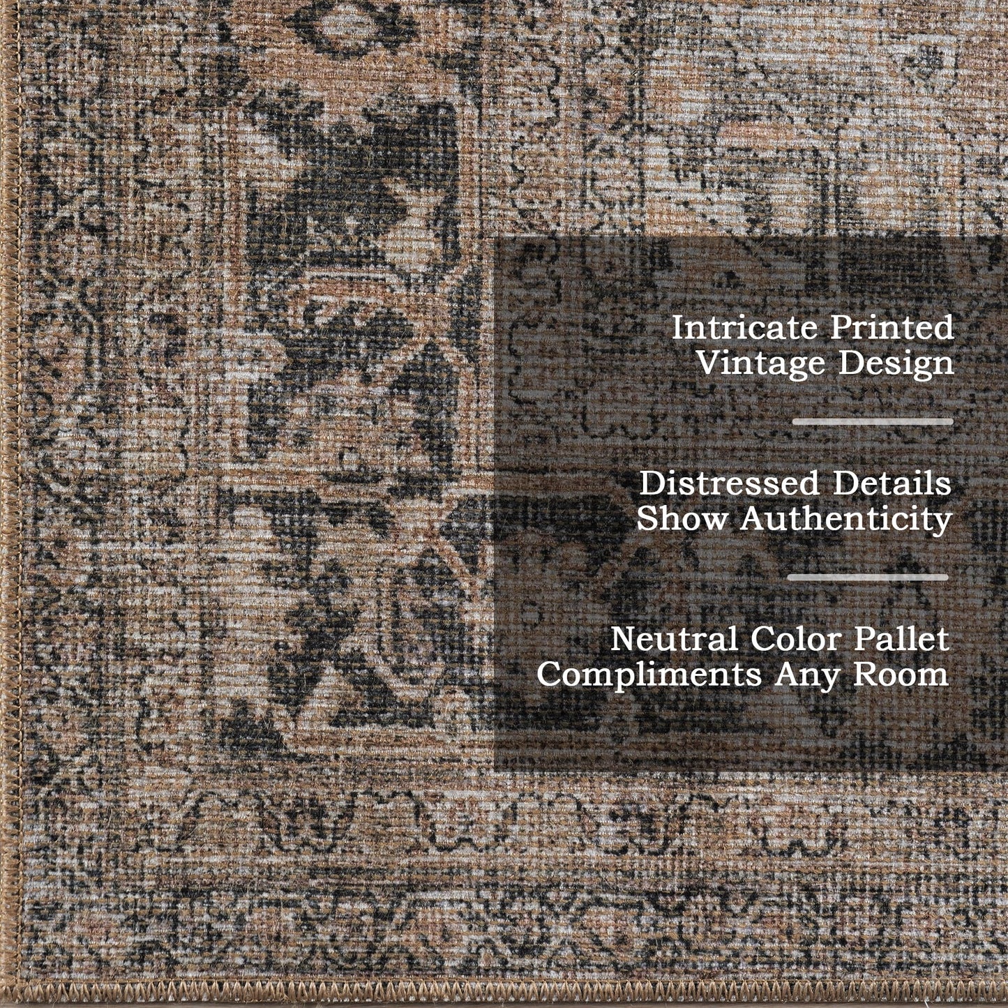 Nuloom Hillstone Collection Deidra Light Brown/Ivory, 6'7" x 9', Vintage Medallion, Soft and Cozy, High Traffic, Stain Resistant, Easy Clean, Durable Area Rug for Bedroom, Living Room, Dining, Foyer