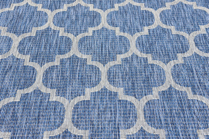 Unique Loom Outdoor Trellis Collection Area Rug (6' 1" x 9' Rectangle, Navy Blue/ Ivory)