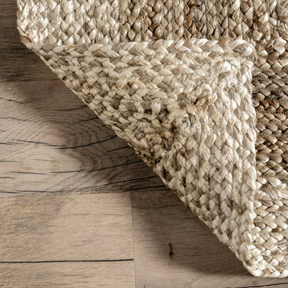 Nuloom Charlene Natural/Ivory, 5' x 8' Oval, Solid, Jute, Soft and Textured, High Traffic, Stain Resistant, Easy Clean, Durable Area Rug for Bedroom, Living Room, Dining Space, Foyer, Entryway