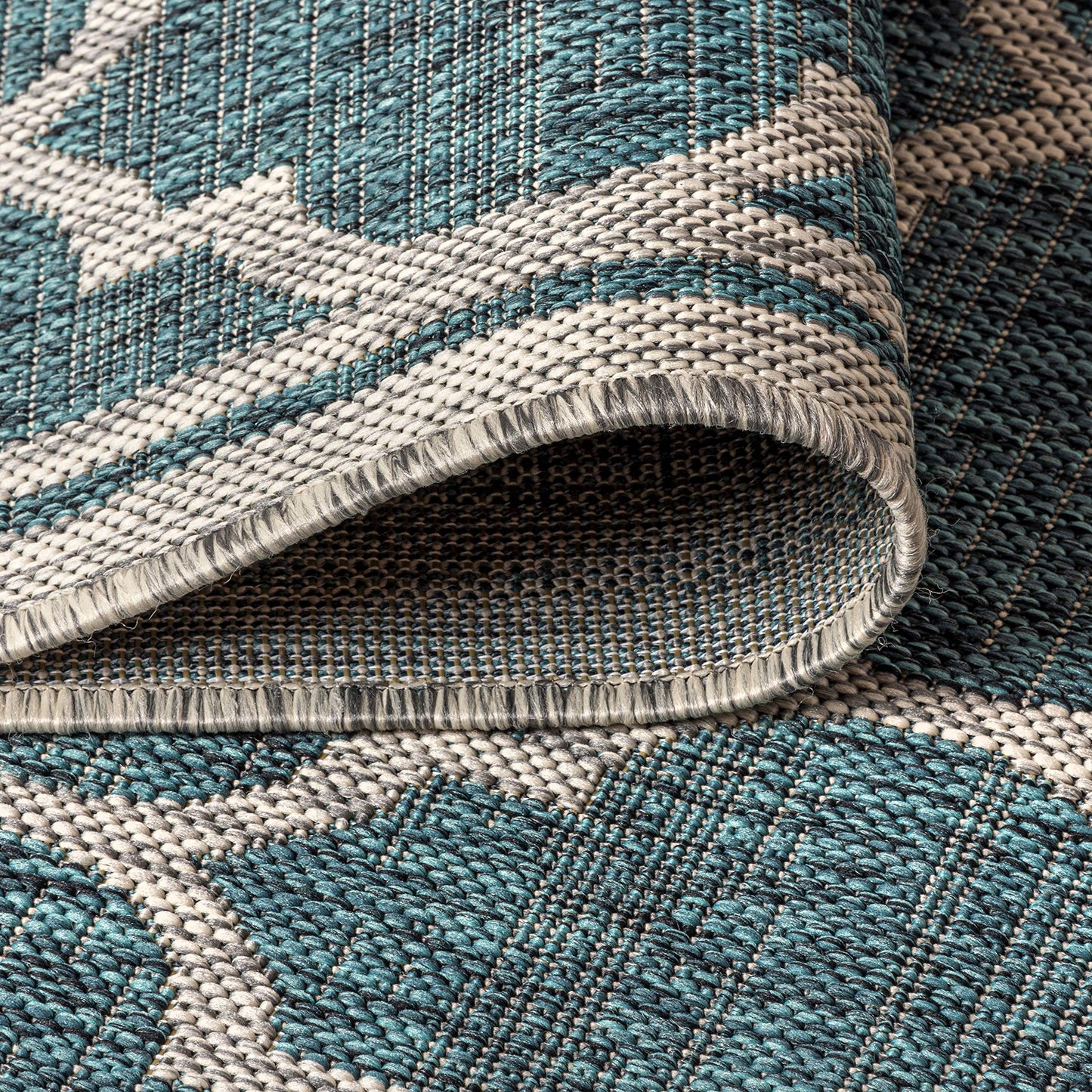 JONATHAN Y Moroccan Trellis Indoor Outdoor Area Rug 8X10 Teal/Gray, Trebol Textured Weave for Backyard, Patio, Porch, Easy-Cleaning, High Traffic, Pet-Friendly, Non-Shedding (SMB109E-8)