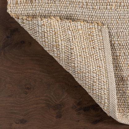 nuLOOM 2'6" x 8' Elfriede Jute & Cotton Hand Woven Area Rug, Natural, Solid Rustic Farmhouse Style, Weaved Design, Natural Fiber, For Bedroom, Living Room, Dining Room, Hallway, Office, Entryway