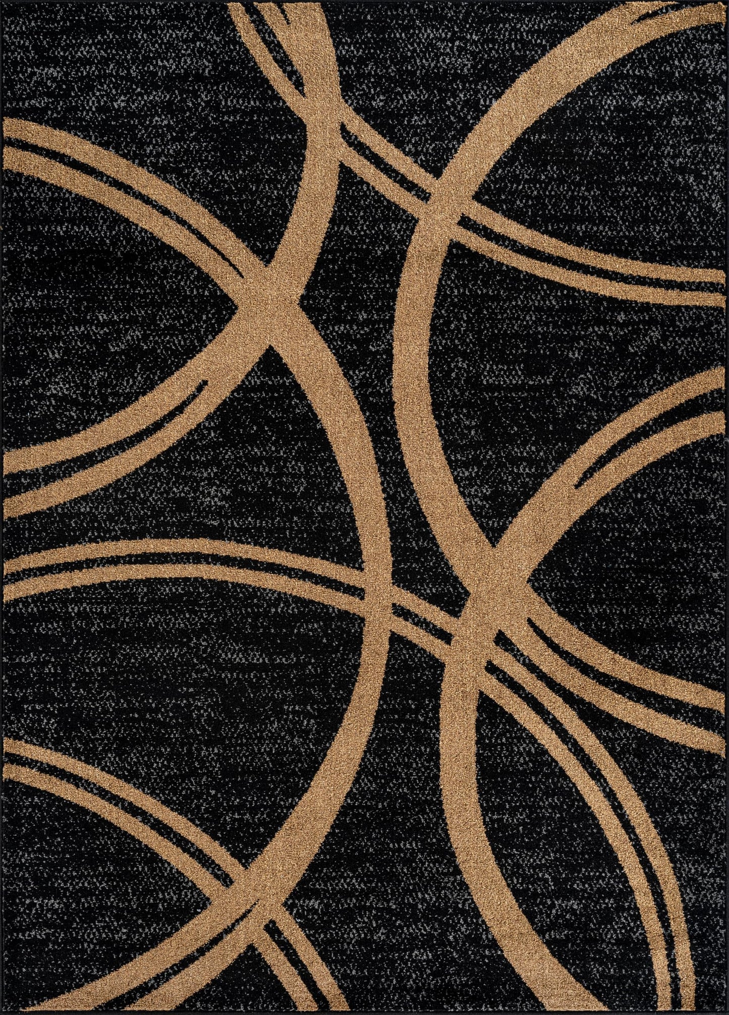 Rugshop Modern Wavy Circles Design Non-Shedding Area Rug, Carpet for Living Room, Dining Room, or Office,Grand Room,Open Spaces 5'3" x 7'3" Camel