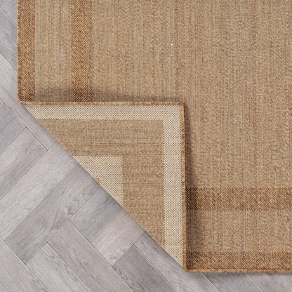 Rugshop Border Plain Indoor Outdoor Flat Woven Area Rug,Natural Jute-Style,Easy-Care Patio Rug for Backyard Porch Deck Balcony, 7'10" x 10' Sand/Natural