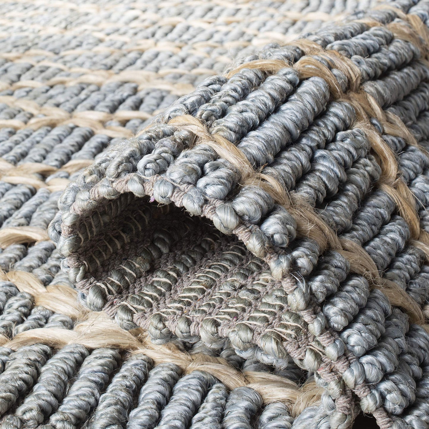 SAFAVIEH Natural Fiber Collection Runner Rug - 2'6" x 12', Light Blue, Handmade Boho Moroccan Trellis Jute, Ideal for High Traffic Areas in Living Room, Bedroom (NF951L)