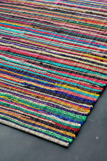 Chardin home - Eco Friendly 100% Recycled Cotton Colorful Chindi Area Rug – 8’x10’, Multi.