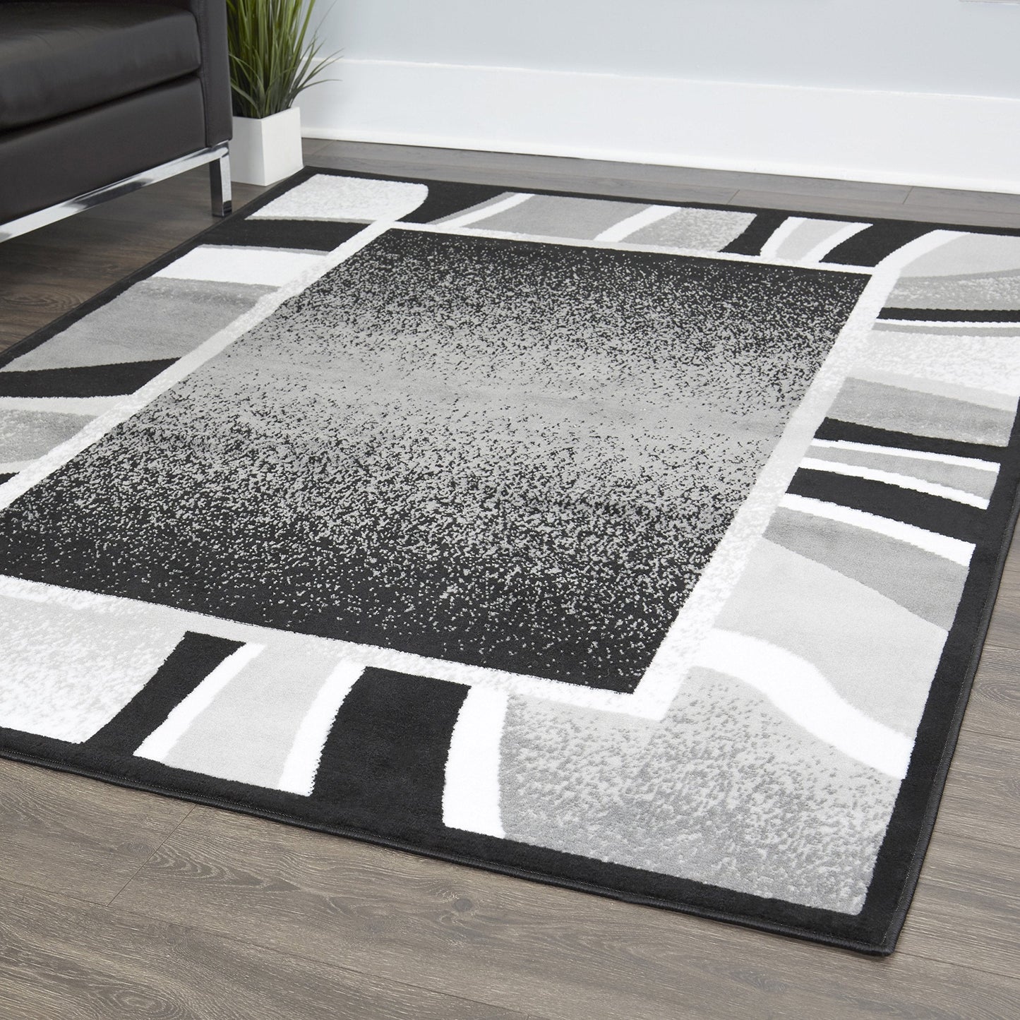 Home Dynamix Lyndhurst Rotana Modern Area Rug, Contemporary Black/Gray 5'2"x7'4", 5'2"x7'4" Rectangle