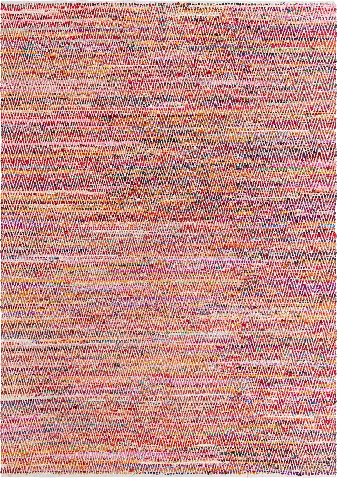 Unique Loom Chindi Chevron Collection Area Rug - Claire (10' x 14' 1" Rectangle, Multi/ Black)