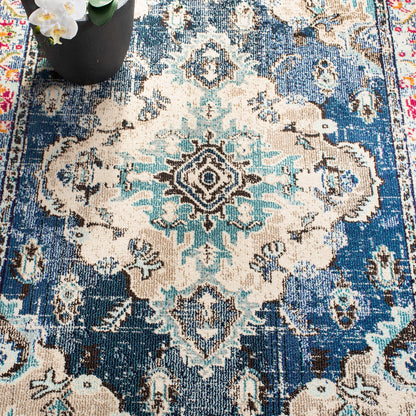 SAFAVIEH Monaco Collection Area Rug - 10' x 14', Navy & Light Blue, Non-Shedding & Easy to Clean, Distressed Medallion Design, Ideal for Living Room, Bedroom, Dining Space (MNC243N)