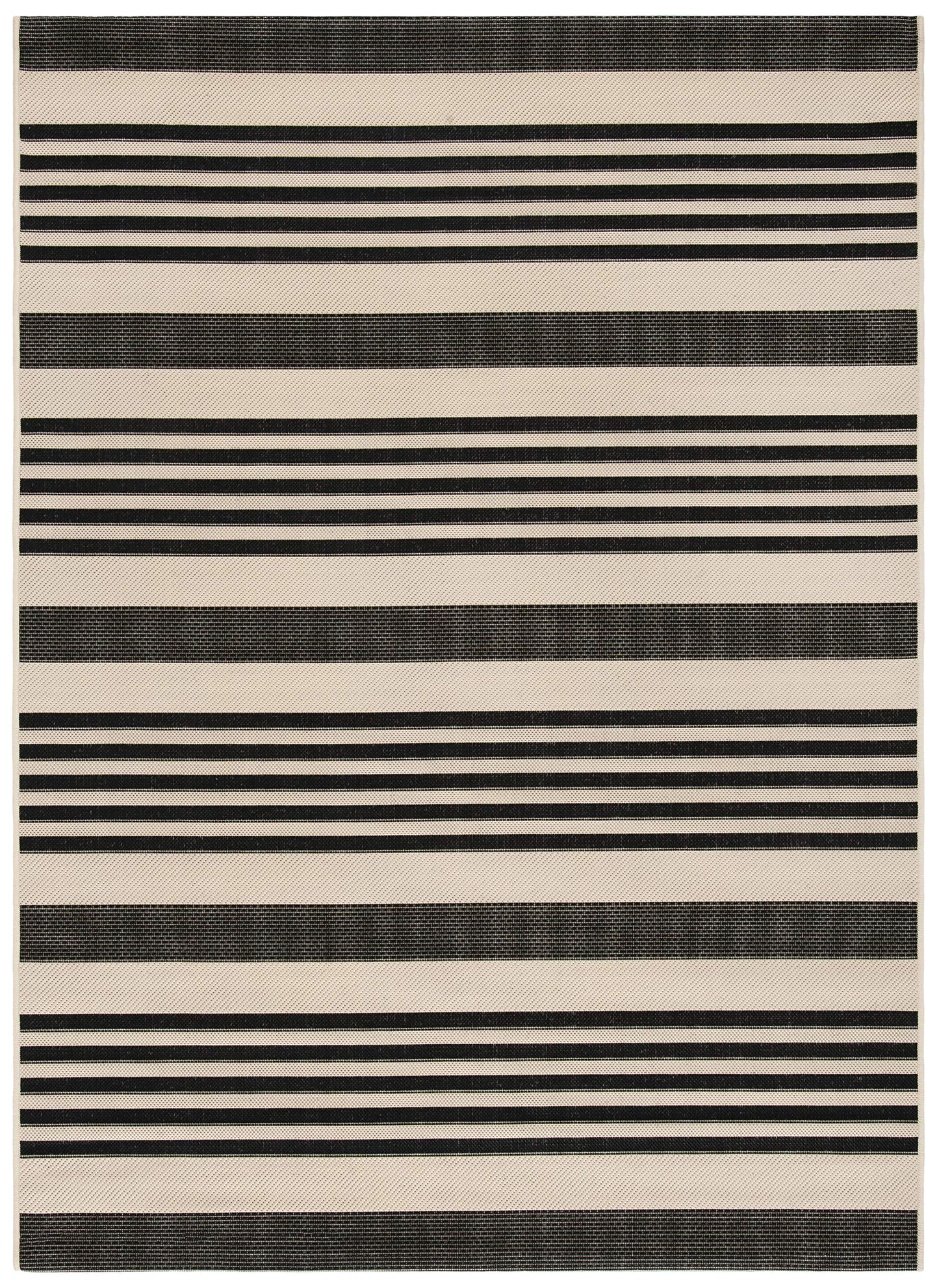 SAFAVIEH Washable Rug Outdoor Courtyard Collection - 4' x 5'7", Black & Bone, Non-Shedding & Easy Cleaning, Ideal for Patio, Backyard, Mudroom (CY6062-216)