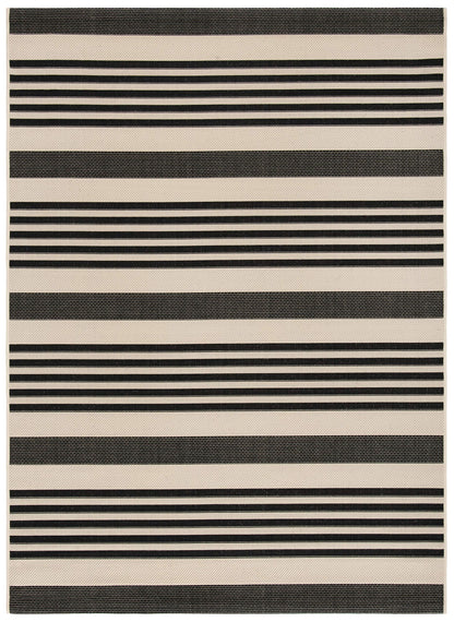 SAFAVIEH Washable Rug Outdoor Courtyard Collection - 4' x 5'7", Black & Bone, Non-Shedding & Easy Cleaning, Ideal for Patio, Backyard, Mudroom (CY6062-216)