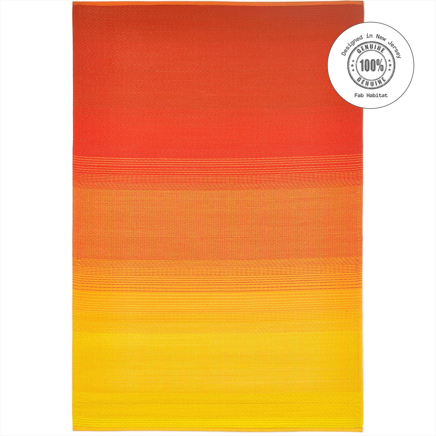 Fab Habitat Outdoor Rug - Waterproof, Fade Resistant, Crease-Free - Premium Recycled Plastic - Ombre - Patio, Deck, Porch, Balcony, Laundry Room - Big Sur - Sunset - 4 x 6 ft
