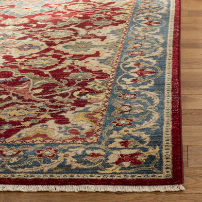 SAFAVIEH Kashan Collection Area Rug - 4' x 6', Red & Blue, Traditional Oriental Design, Non-Shedding & Easy Care, Ideal for High Traffic Areas in Living Room, Bedroom, Dining (KSN307Q-4)