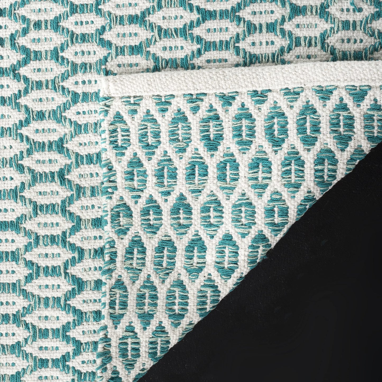 SAFAVIEH Montauk Collection Area Rug - 6' x 9', Aqua & Ivory, Handmade Cotton, Ideal for High Traffic Areas in Living Room, Bedroom (MTK608H)